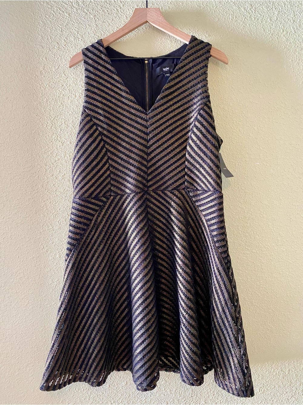 Mossimo Black and Gold Striped Fit & Flare Dress